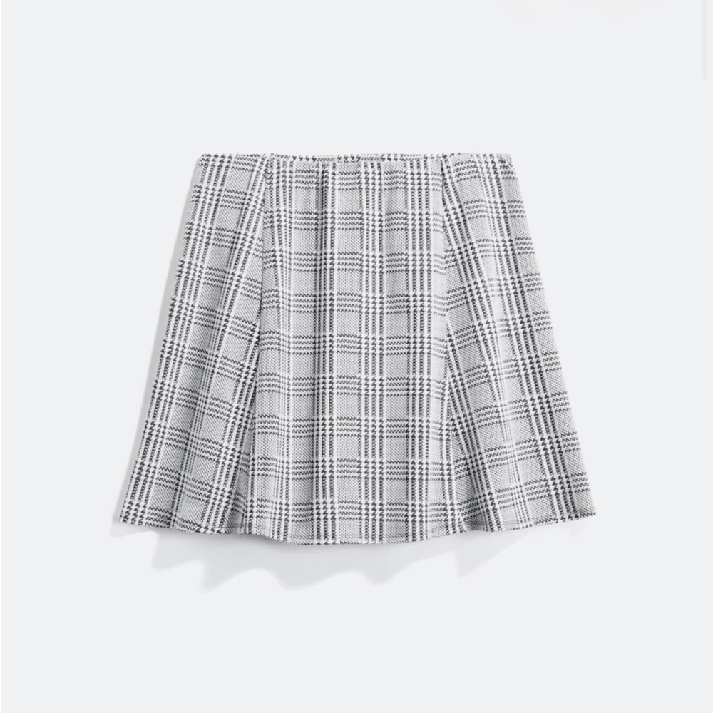 Renee C. Monochrome Plaid A-Line Skirt